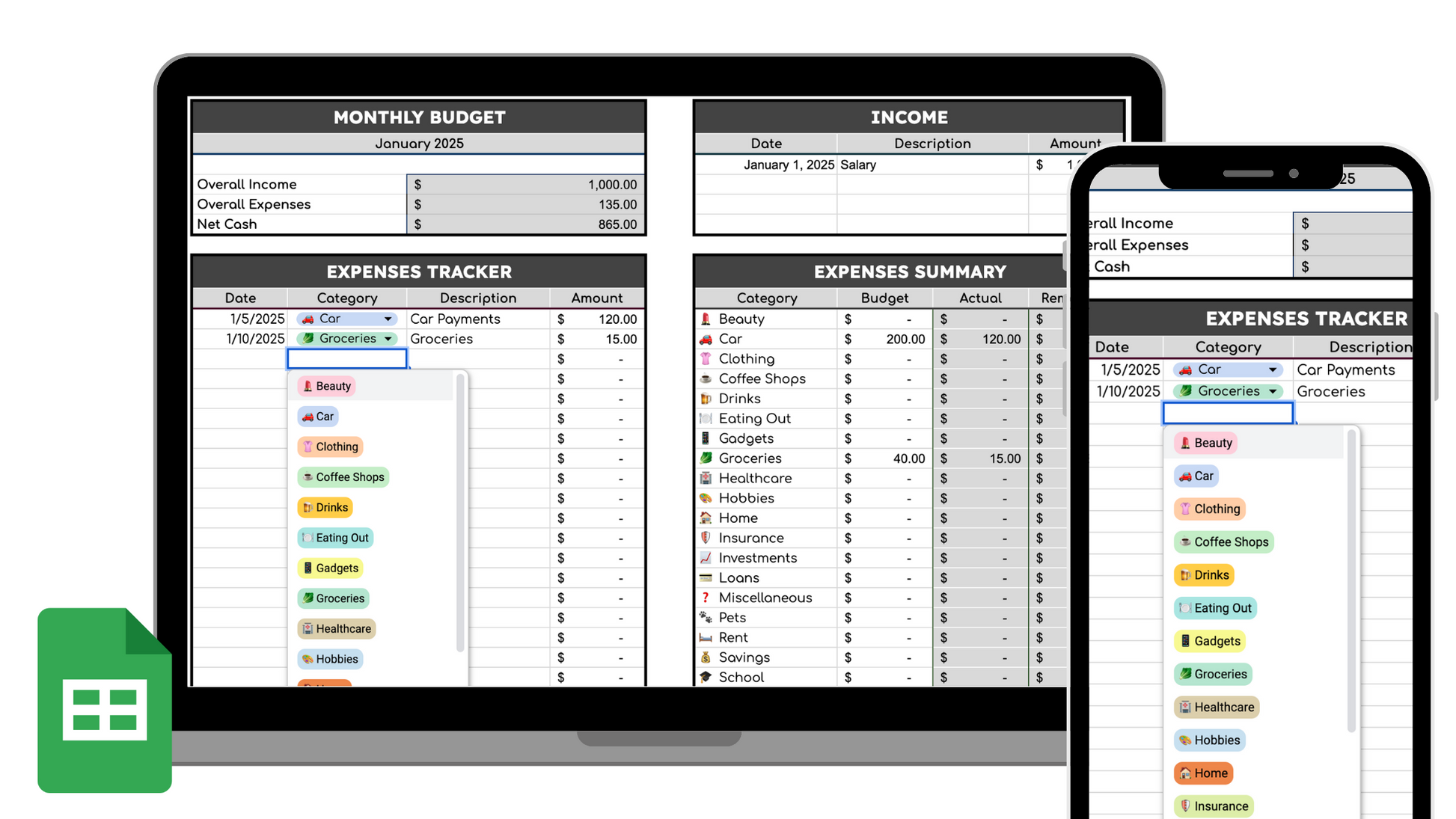 2026 Expenses + Budget Template
