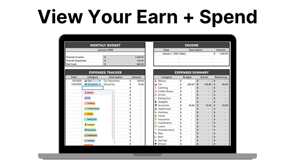 🇨🇦 - All In One 2026 Finance Tracker (Net Worth, TFSA, Stocks, Shared Expenses, and Budget Template)